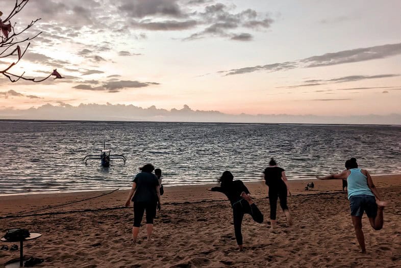  yoga session on Sanur Beach is another best thing to do in Sanur.