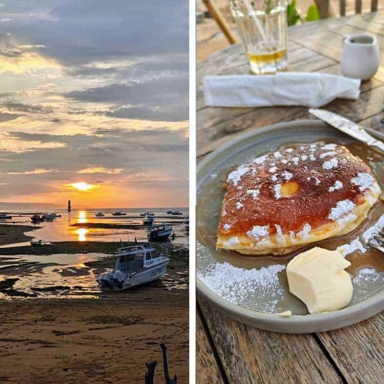 pancakes and sunrise at Semawang Beach in Sanur