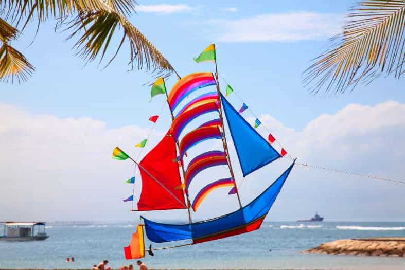 a giant kite flying on Sanur Beach