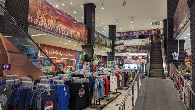 racks of clothes at Artasedana department store in Sanur