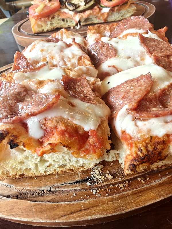 a samll slab of pizza from pizza goo in Sanur Bali