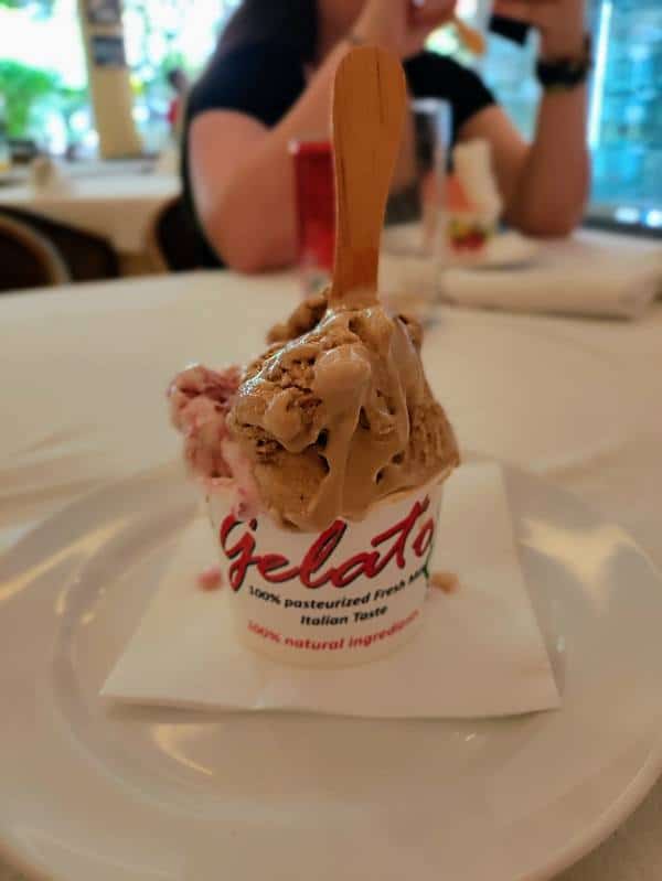 eating gelato at massimos in Sanur