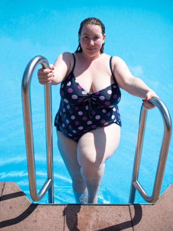 a plus size lady in the swimming pool