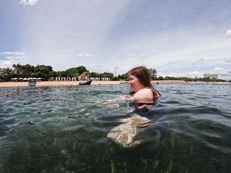 swimming at Sanur beach