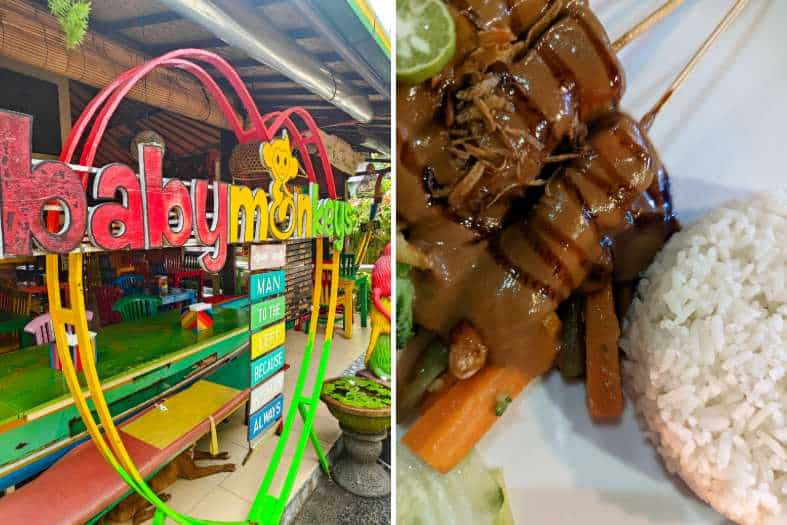 food at warung baby monkeys in Sanur