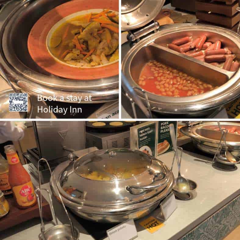 a selection of hot foods at Holiday Inn in Sanur