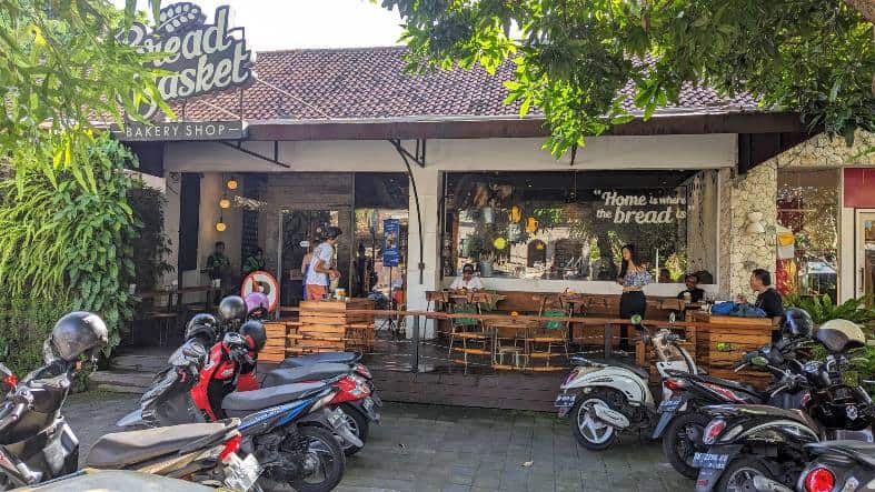The front of the Bread Basket in Sanur. Visiting this top cafe is a great place for breakfast in Sanur
