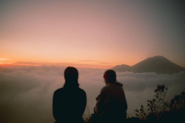 Watching a sunset on Mount Batur
