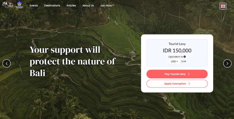 Tourist Visa website page